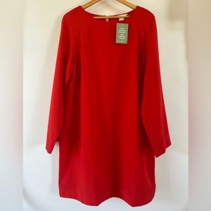 Red bell sleeve midi dress in recycled polyester